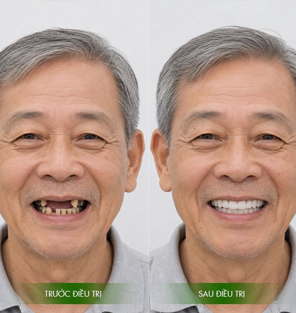 Hình ảnh khách hàng trước và sau khi cấy ghép Implant