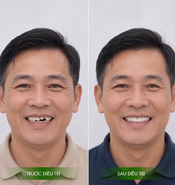 Hình ảnh khách hàng trước và sau khi cấy ghép Implant