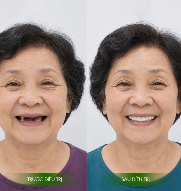 Hình ảnh khách hàng trước và sau khi cấy ghép Implant
